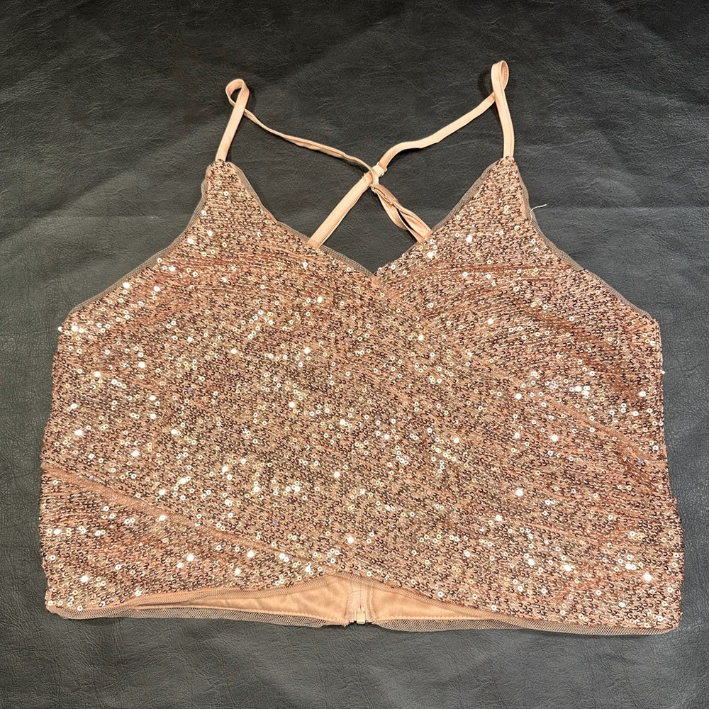 Lulus Sequins Crop Top